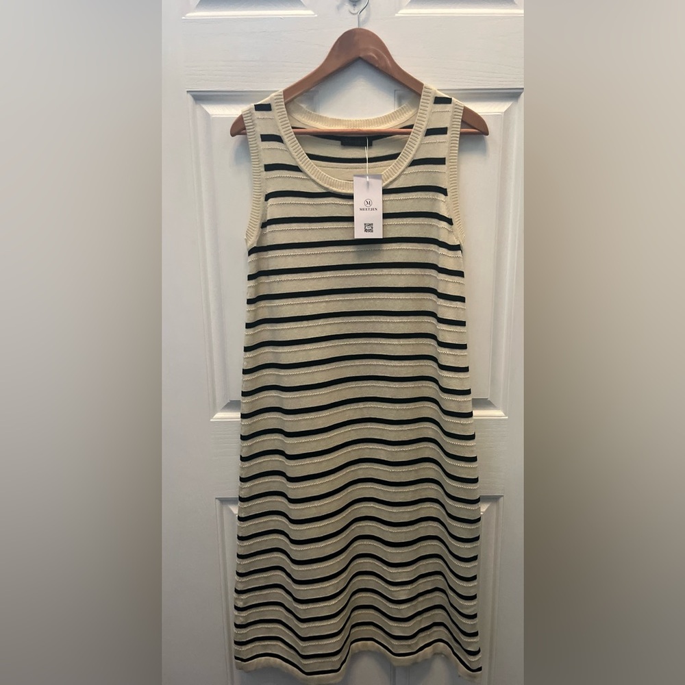 NWT MEETJEN WOMEN'S BLACK & CREAM KNIT MAXI DRESS- MEDIUM